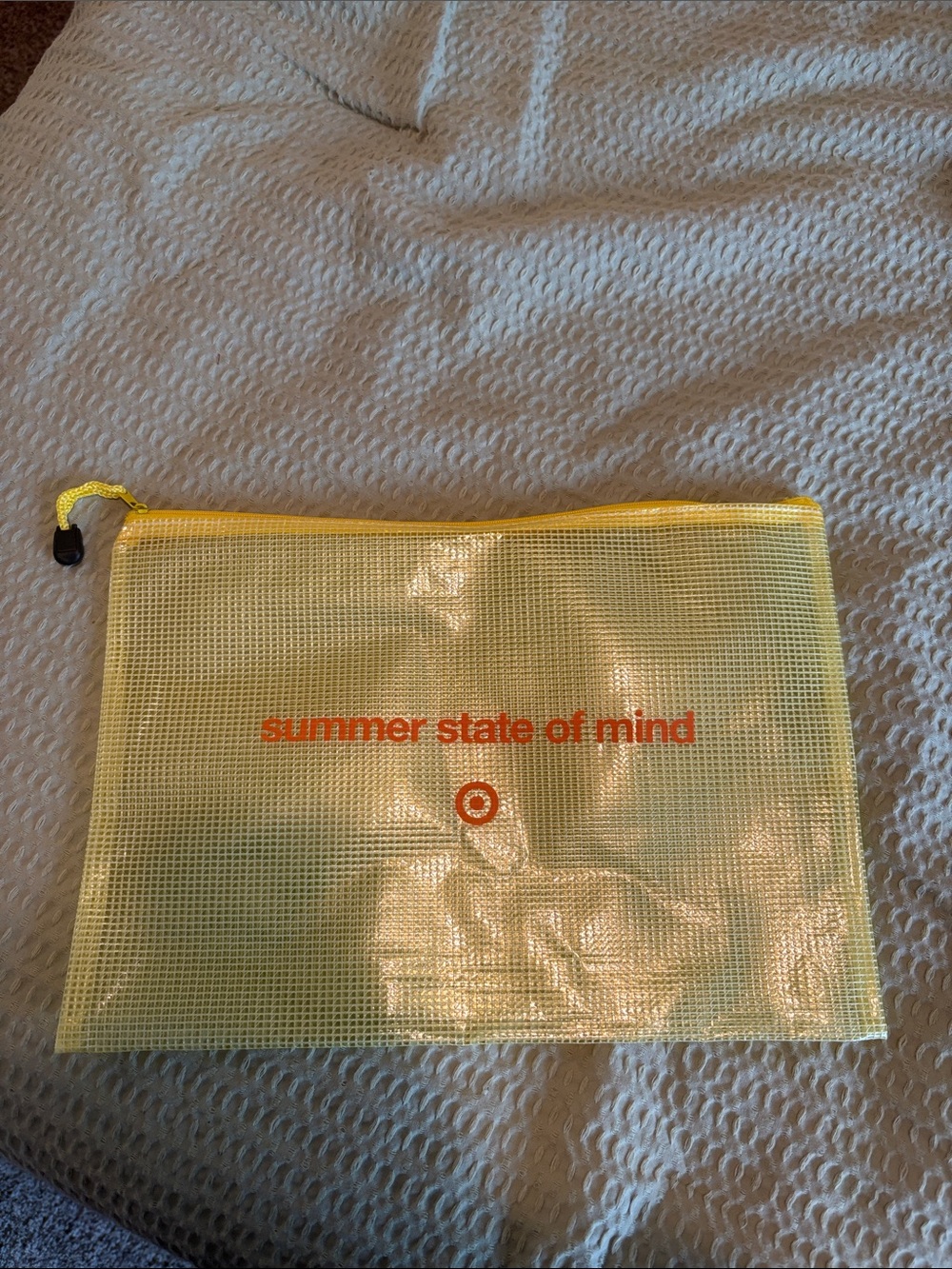 NWOT Target Yellow Wet/Dry Pouch with Orange Text